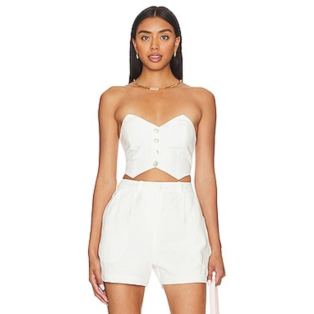 Amanda Uprichard 'Lucien' White Linen Top Size S